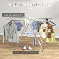 HOMCOM Séchoir à linge sur pieds pliable étendoir 2 niveaux ajustables dim. 148L x 60,5l x 98H cm(m-4)