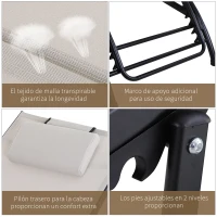 Outsunny Tumbona Aluminio de Jardín Reclinable con Respaldo Ajustable de 5 Niveles Reposapiés Regulable y Reposacabezas Extraíble para Terraza Balcón Exterior 66x152x81 cm Beige(m-7)