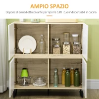 HOMCOM Credenza moderna multiuso con 4 ante quadrate in legno, 100x41.5x107cm, Bianco(m-4)