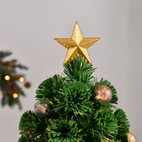 HOMCOM 3FT Prelit Artificial Christmas Tree Fiber Optic Holiday Home Xmas Indoor Decoration with Golden Stand Green(m-9)