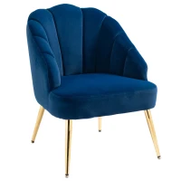HOMCOM Poltrona in Velluto Imbottita con Schienale a Conchiglia per Camera e Salotto, 63x65x84cm(m-11)