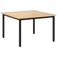 HOMCOM Couchtisch im Retrodesign, Beistelltisch, Metallbeine, Natur + Schwarz(m-1)