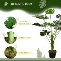 HOMCOM 2 Pack Decorative Artificial Monstera Plants in Pot Fake Plants for Home Indoor Outdoor Decor, 85cm, Green(m-4)
