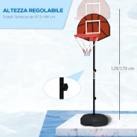 SPORTNOW Canestro Basket con Bersaglio Freccette 2 in 1, in Acciaio e PE, 38.5x48.5x179 cm, Nero e Marrone(m-5)