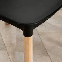 HOMCOM Juego de 4 Sillas de Comedor Estilo Nórdico con Respaldo de Polipropileno y Patas de Madera 48x52,5x83 cm Negro(m-8)