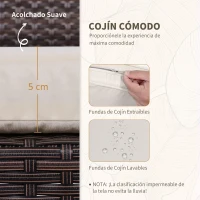 Outsunny Conjunto de Mesa y Sillas de Jardín para Exterior Incluye 2 Sillones y 1 Mesa de Centro de Vidrio Marrón(m-5)