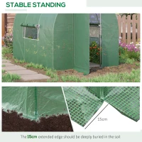 Outsunny Large Polytunnel Walk In Greenhouse, Plant Gardening Tunnel Green House with Metal Hinged Door, Galvanised Steel Frame & Mesh Windows, Green (3 x 2 m)(m-5)