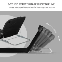 Outsunny Strandliege Sonnenliege Gartenliege, klappbar, verstellbare Rücklehne, Seitentasche, 48 cm x 134 cm x 33-43 cm, Schwarz(m-5)