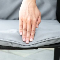 Outsunny 5 Pieces Outdoor Square Garden Dining Set w/ Tempered Glass Dining Table 4 Cushioned Armchairs, Umbrella Hole, Grey(m-9)