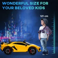 HOMCOM Lamborghini Aventador Licensed 12V Kids Electric Ride On Car Racing Car Toy with Parental Remote Control Battery-powered 2 Motors Music Lights for 3-8 Years Old Yellow(m-8)