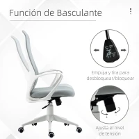 Vinsetto Silla de Oficina Giratoria Altura Ajustable con Reposabrazos Función de Basculante Respaldo Alto 62x56x110-119,5cm Gris(m-5)