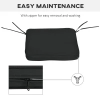 Outsunny Set of 6 Chair Cushion Seat Pads Dining Chair w/ Straps Indoor Outdoor Removable Tie On Garden Patio Black(m-7)