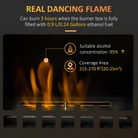 HOMCOM Free Standing Ethanol Fireplace, Bioethanol Heater Stove Fire with 0.9L Tank, 3 Hours Burning Time, Black(m-4)