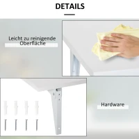 HOMCOM Wandklapptisch Wandtisch Klapptisch Esstisch Schreibtisch, MDF, Weiß, 60x40cm(m-6)