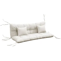 Outsunny Back and Seat Cushion Replacement with 2 Pillows, Patio Chair Cushions Set with Ties, White(m-1)