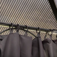 Outsunny 3 x 3(m) Hardtop Gazebo Canopy with Polycarbonate Roof, Permanent Pavilion Garden Gazebo with Curtains for Patio, Deck, Grey(m-9)