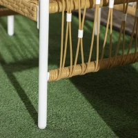 Outsunny Set da Giardino Stile Boho in Rattan con 2 Sedie con Cuscini e Tavolino Rotondo, Giallo(m-9)