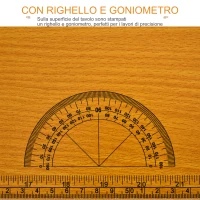 HOMCOM Tavolo da Lavoro Pieghevole per Fai da Te in Acciaio e MDF, con Riga e Goniometro Stampati sulla Superficie(m-6)