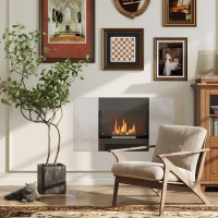 HOMCOM Camino a Bioetanolo 0.9L da Parete in Acciaio Inox, 100x15x54 cm, Nero e Argento(m-2)