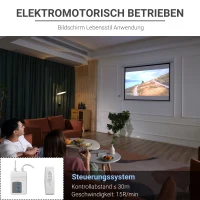 HOMCOM Beamer-Leinwand, inkl. Fernbedienung, 84 Zoll, 4:3 Format, 171x130 cm, Weiß(m-4)