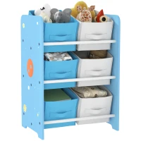 AIYAPLAY Estantería Infantil para Niños de +3 Años Estantería para Juguetes con 6 Cajas de Tela no Tejida 43x30x60 cm Azul(m-11)