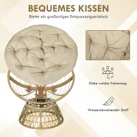Outsunny Korbsessel Rattansessel Outdoor-Sessel, Boho-Stil, wetterbeständig, 85 cm x 70 cm x 82 cm, Creme + Natur(m-6)