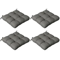 Outsunny 4-Piece Seat Cushion Pillows Replacement, Patio Chair Cushions Set with Ties for Indoor Outdoor, Charcoal Grey(m-10)