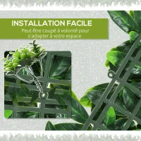 Outsunny Haie artificielle feuilles murale brise-vue 12 panneaux 50 x 50 cm treillis extensible feuillage réaliste en PE vert(m-5)