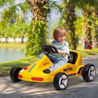 AIYAPLAY 6V Electric Go Kart for Kids with Music, Light, Horn, for 3-5 Years, Yellow(m-2)