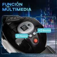 HOMCOM Moto Eléctrica Infantil con Luces Bocina Música Neumáticos Anchos Moto para Niños con Velocidad 3 km/h Negro(m-4)