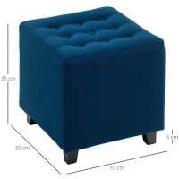 HOMCOM Velvet-Feel Square Ottoman - Blue(m-3)