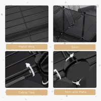 PawHut DIY Pet Playpen with Door Bottom 28 Panels Small Animal Cage for Guinea Pigs, Rabbit, Chinchillas, Grey(m-5)