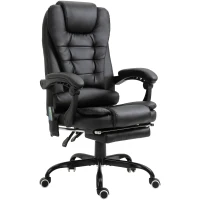 Vinsetto Silla de Oficina con 7 Puntos de Masaje con Reposapiés Retráctil Altura Ajustable Control Remoto y Tejido de PU Negro(m-1)