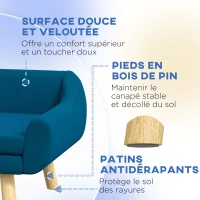 PawHut Canapé pour chien design scandinave coussin moelleux amovible tissu aspect velours pieds bois massif(m-6)