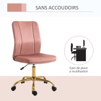 Vinsetto Lot de 2 chaises de bureau design contemporain fauteuil pivotant dossier incurvé hauteur réglable revêtement velours(m-5)
