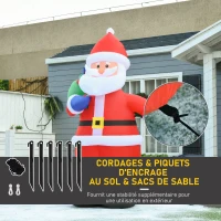 HOMCOM Père Noël Gonflable LED 2,4H m avec hotte Polyester imperméable Rouge(m-7)