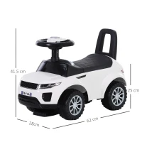 HOMCOM 3-in-1 Ride On Car Foot To Floor Slider Toddler w/ Horn Steering Wheel NO POWER Manual Under Seat Storage Safe Design for 1-3 Year Old White(m-3)