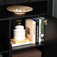 HOMCOM LED Storage Cabinet, Cupboard with High Gloss Front and RGB Lighting, Modern Sideboard for Entryway, Dining Area, Living Room, Black(m-9)