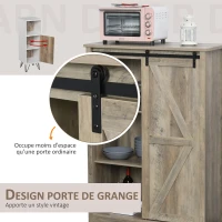 HOMCOM Buffet bahut vaisselier 2 étagères porte à galandage MDF panneaux particules imitation bois veinage gris métal noir(m-5)