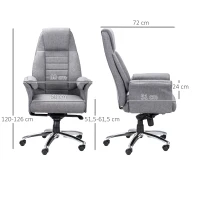 Vinsetto Bürostuhl Ergonomischer Drehstuhl mit Armlehne höhenverstellbar Kunstleinen Hellgrau 68 x 72 x 120-126 cm(m-3)