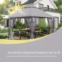 Outsunny Toldo de Repuesto para Pérgola con Techo de Doble Ventilación y 10 Orificios de Drenaje para Patio Jardín 3x3 m Gris(m-4)
