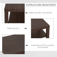 HOMCOM Mesa de Centro Moderna Mesa Baja con 2 Estantes de Almacenamiento Mesita para Salón Carga 20 kg 90x45x44,5 cm Nogal(m-6)