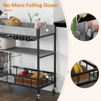 HOMCOM 3-Tier Kitchen Cart, Kitchen Island with Storage Shelves, Removable Tray, Wine Racks, Glass Holders, Faux Marbled Grey(m-7)