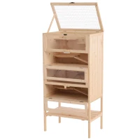 PawHut Cage pour hamsters souris petits rongeurs multi-niveaux 5 étages 10 plateformes bois de pin 60 x 40 x 120 cm(m-1)