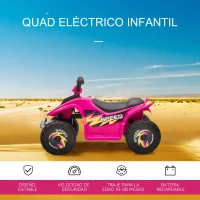 HOMCOM Quad Eléctrico para Niños de 18-36 Meses Vehículo Eléctrico Cuatrimoto a Batería 6V con Avance y Retroceso Carga Máx. 20 kg 72x40x45,5 cm Rosa(m-4)