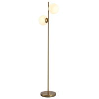HOMCOM Stehlampe Wohnzimmer mit 2-teiliger Glas-Lampenschirm, Stehleuchte Standleuchte mit 2 E27 Fassung für Wohnzimmer Schlafzimmer, exkl. Glühbirne
