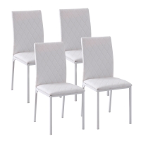 HOMCOM Set 4 Sedie Imbottite per Sala da Pranzo con Rivestimento in Similpelle, 41x50x91 cm, Bianco
