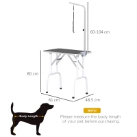 PawHut 32" Foldable Dog Grooming Table Pet Drying Beauty Table Adjustable Fixed Arm Rubber Top, Black(m-3)