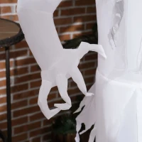 Outsunny Halloweendeko, Geisterhexe mit roten Augen, aufblasbar, LEDs, Outdoor-tauglich, 180 cm, Weiß(m-8)