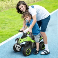 HOMCOM Cuatriciclo Infantil Tipo Quad Todoterreno con Luces Sonidos y Asiento Amplio para +18 Meses 67,5x38x44 cm Verde y Negro(m-2)